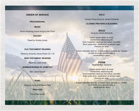Military Funeral Program Template